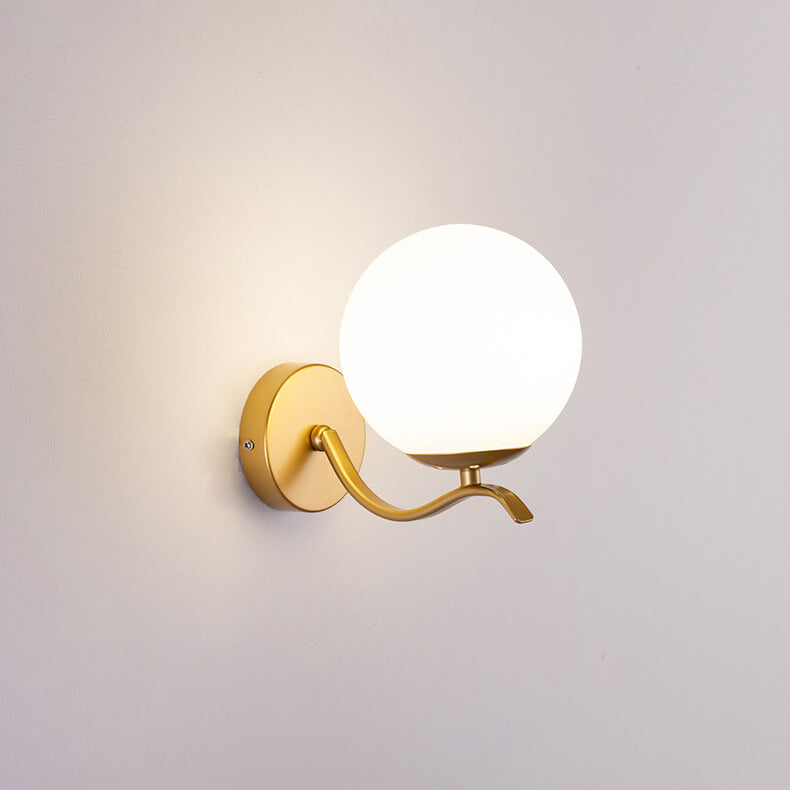 Iron Bracket Spherical Glass Wall Lamp