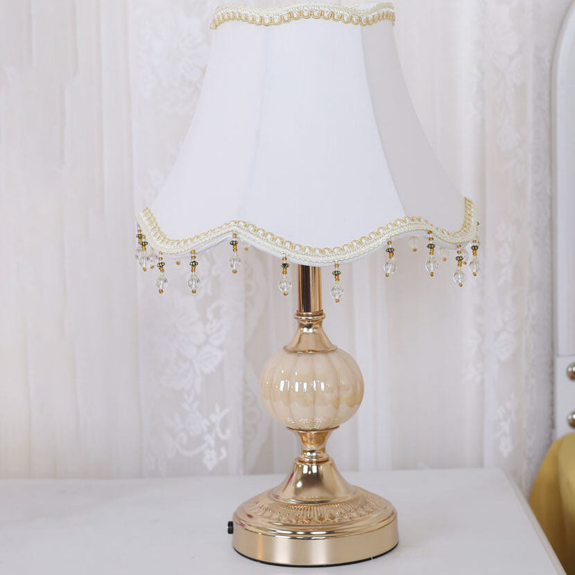 Fabric Floral Glass Plating Table Lamp