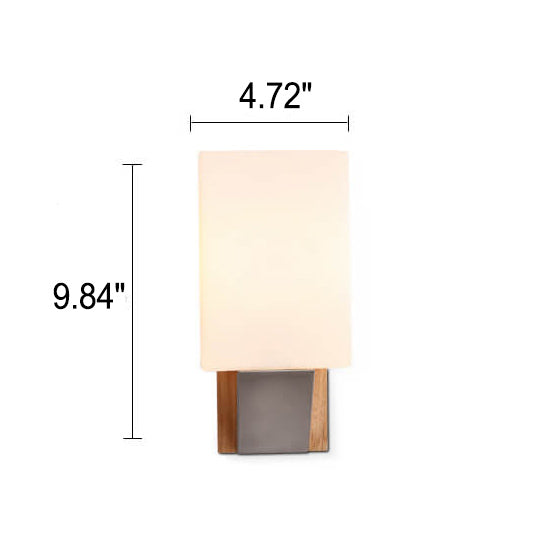 Square Glass Solid Wood Wall Lamp