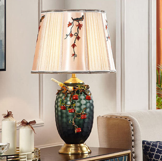 Copper Enamel Color Fabric Table Lamp