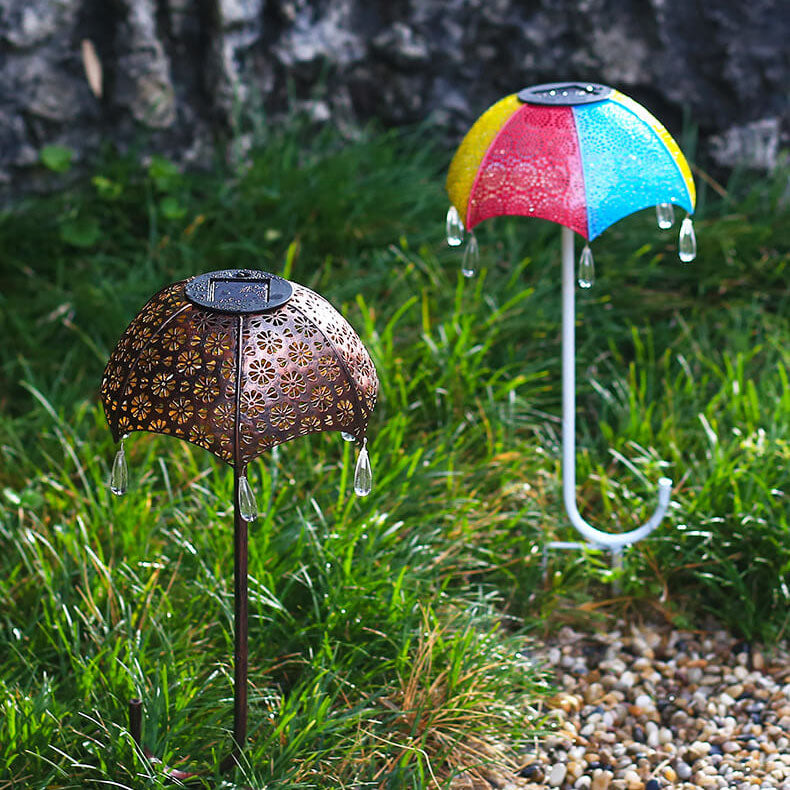 Iron Colorful Umbrella Hollow Outdoor Light