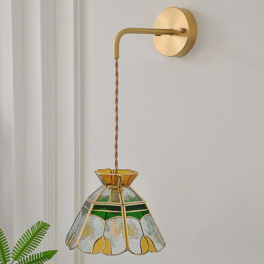 Stained Handmade Glass Tulip Wall Lamp