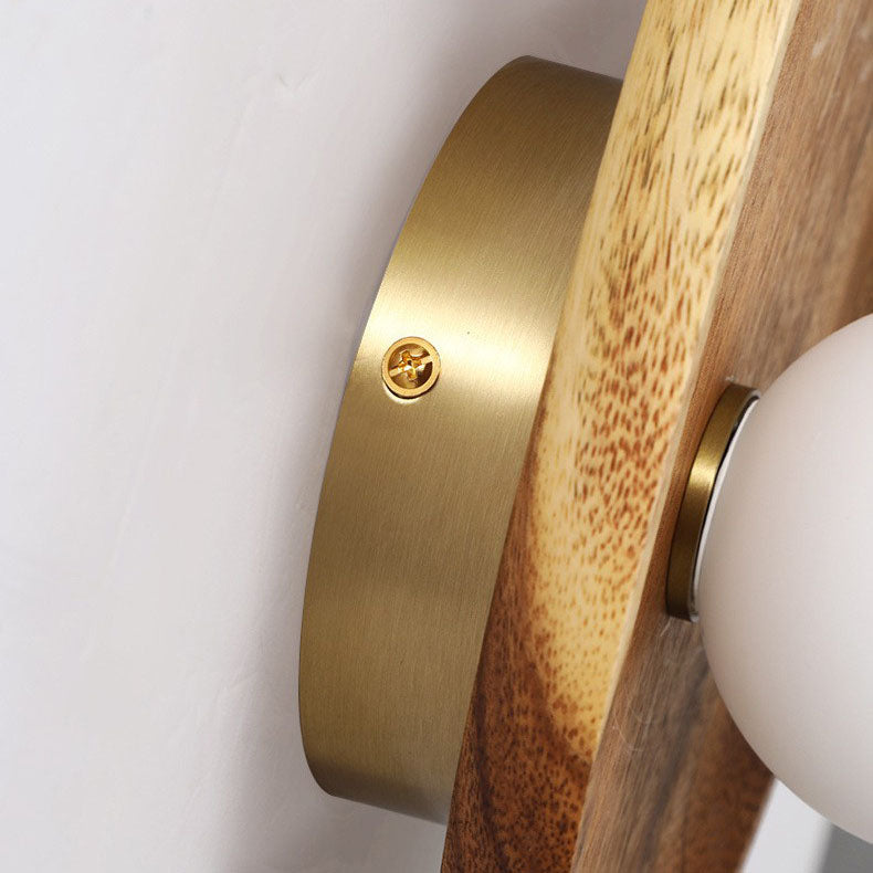 Irregular Oval Plate Wood Wall Lamp