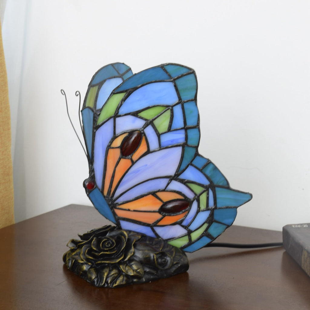 Butterfly Stained Glass Iron Table Lamp