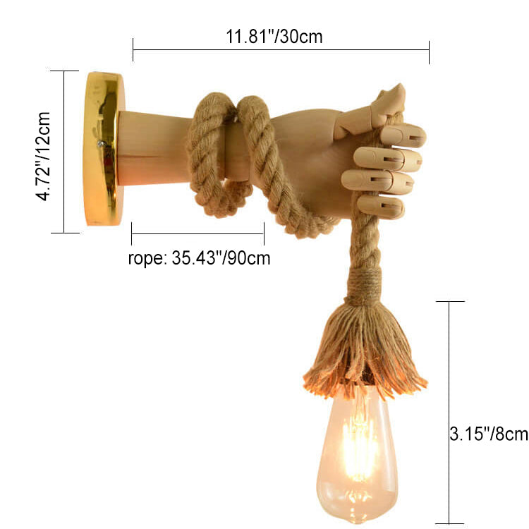 Hand Shape Arm Hemp Wall Lamp