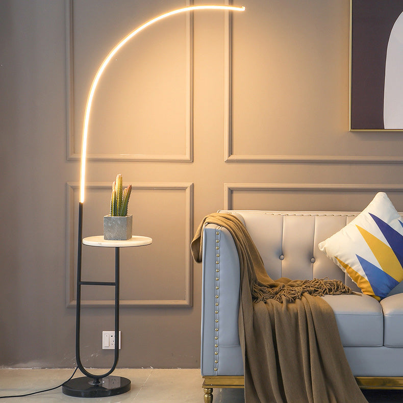 Arc Aluminum Strip Marble Floor Lamp
