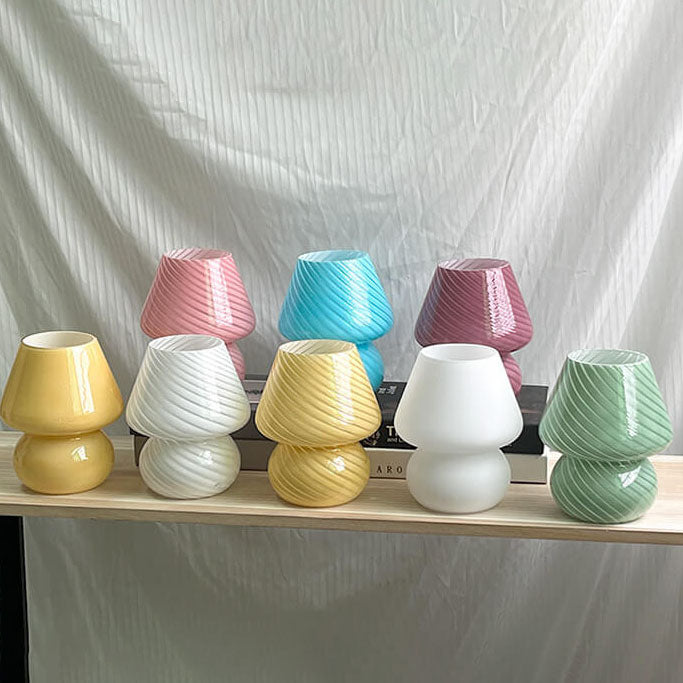 Striped Mushroom Glass Table Lamp