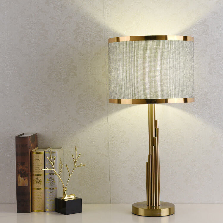 Fabric Cylindrical Design Table Lamp