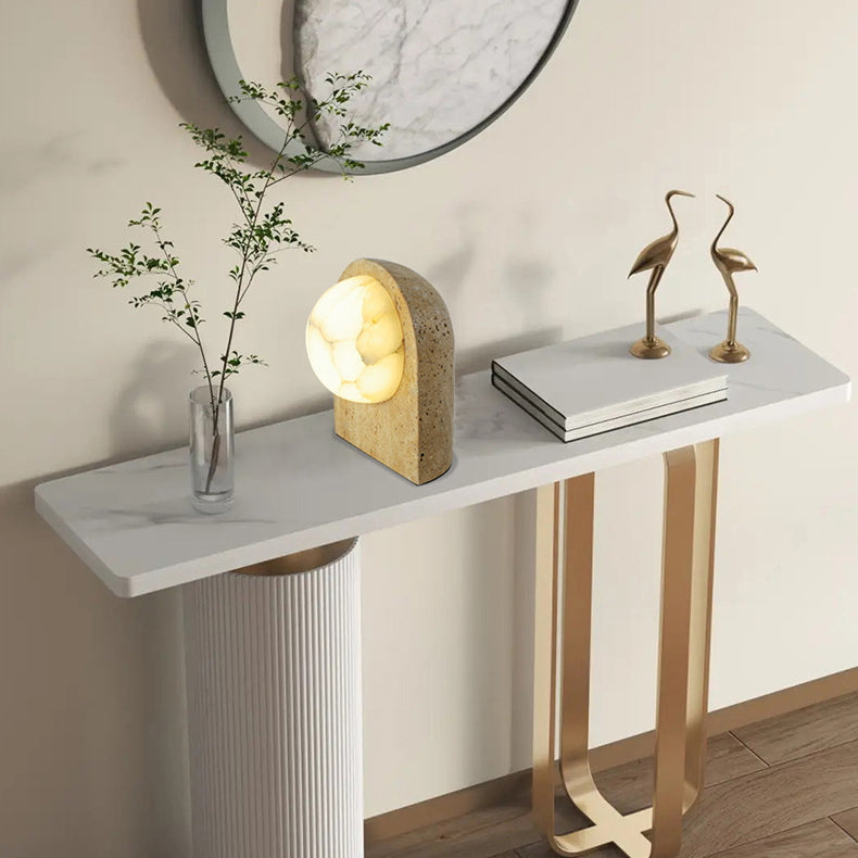 Oval Stone Living Room Table Lamp