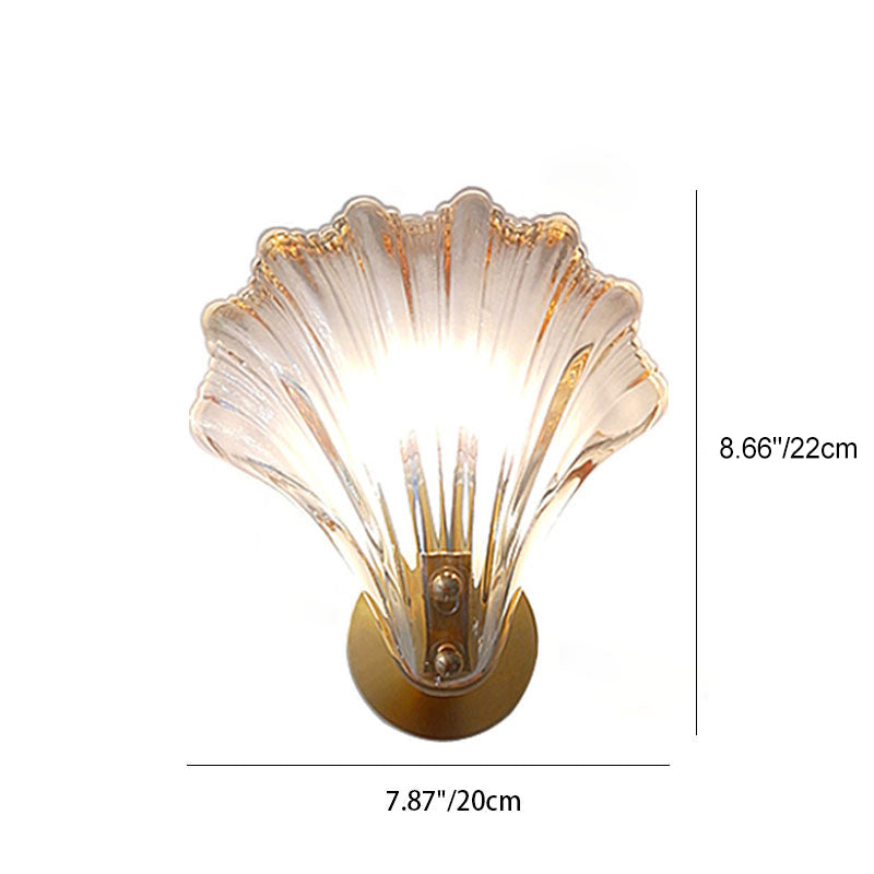 Scalloped Shell Amber Glass Wall Lamp