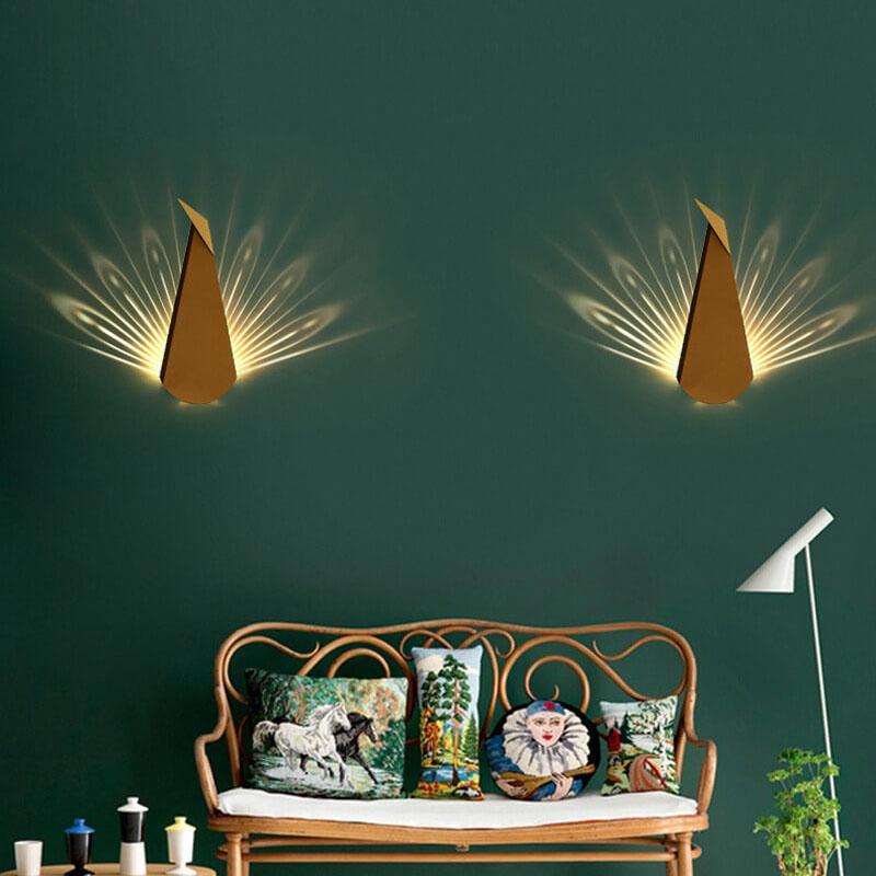 Geometric Metal Peacock Lighting Wall Lamp