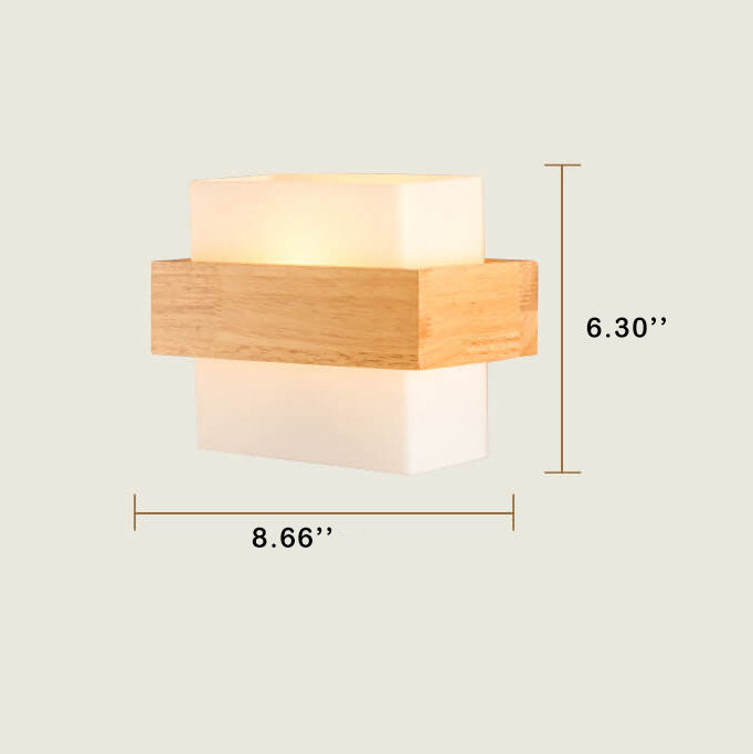 Wooden Glass Square Wall Lamp