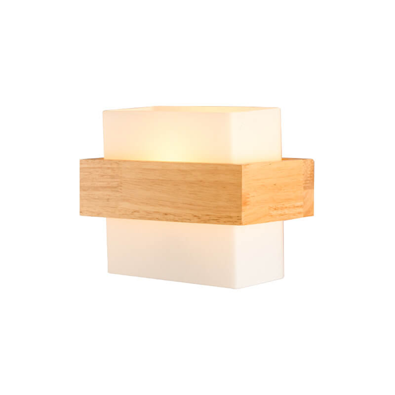 Wooden Glass Square Wall Lamp