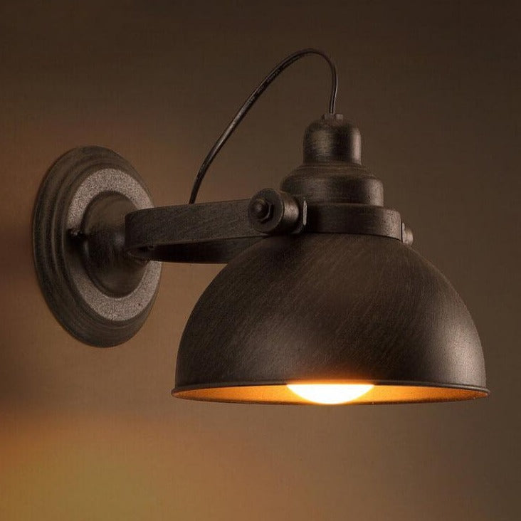 Wrought Iron Pot Lid Wall Lamp