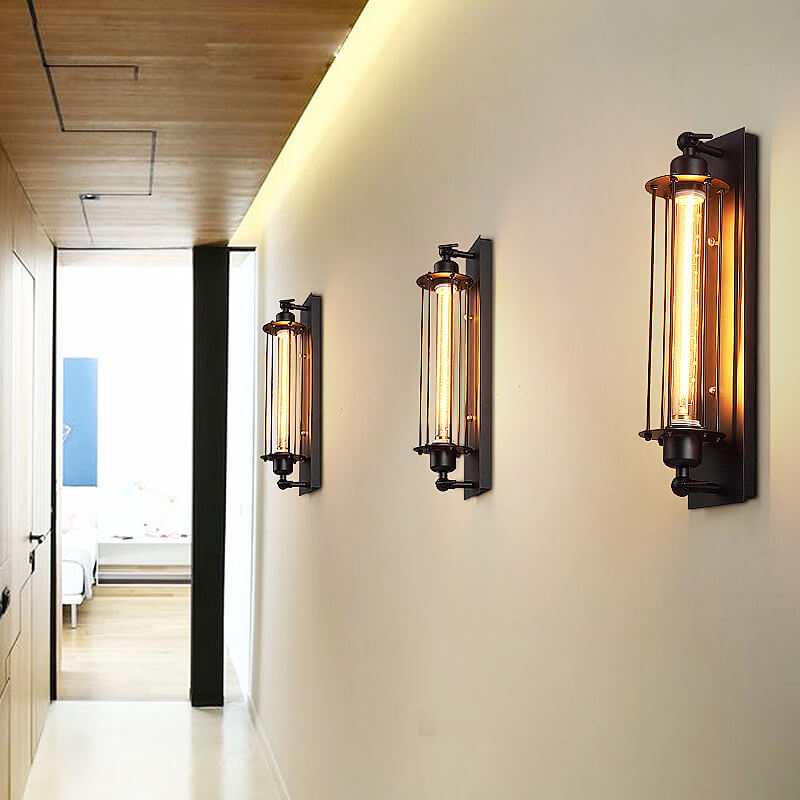 Iron Rectangle Pencil-shaped Living Wall Lamp