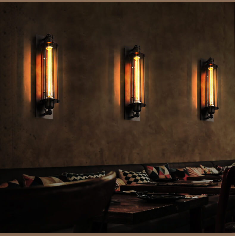 Iron Rectangle Pencil-shaped Living Wall Lamp