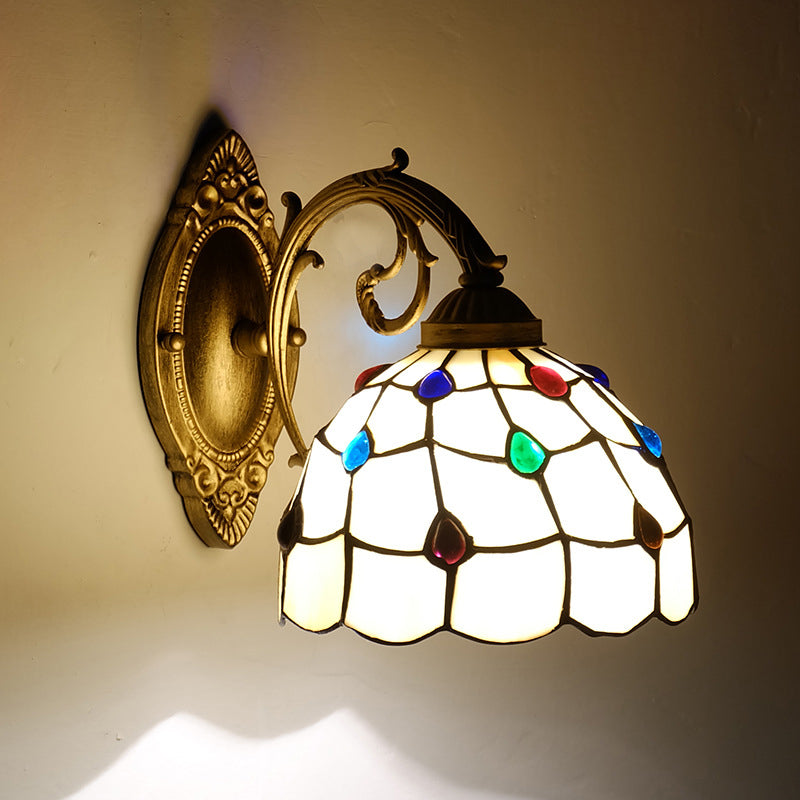Gemstone Stained Glass Bowl Wall Lamp