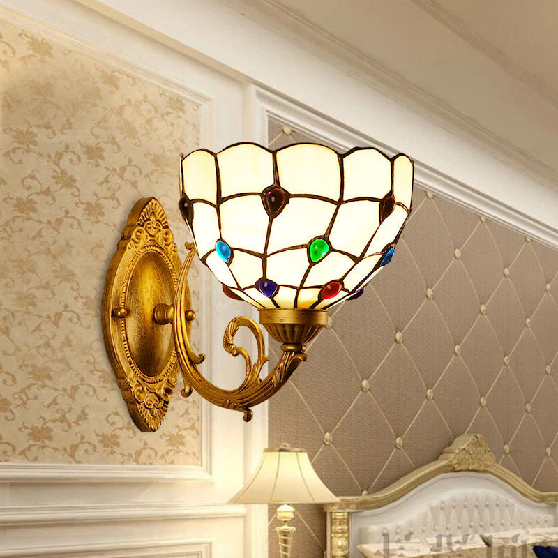 Gemstone Stained Glass Bowl Wall Lamp