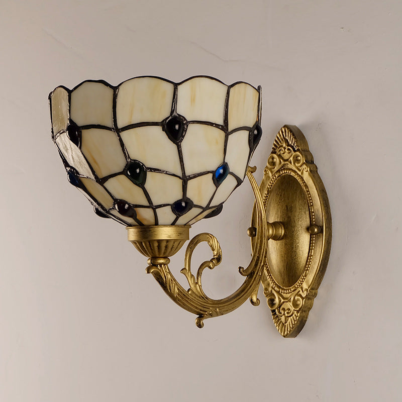 Gemstone Stained Glass Bowl Wall Lamp
