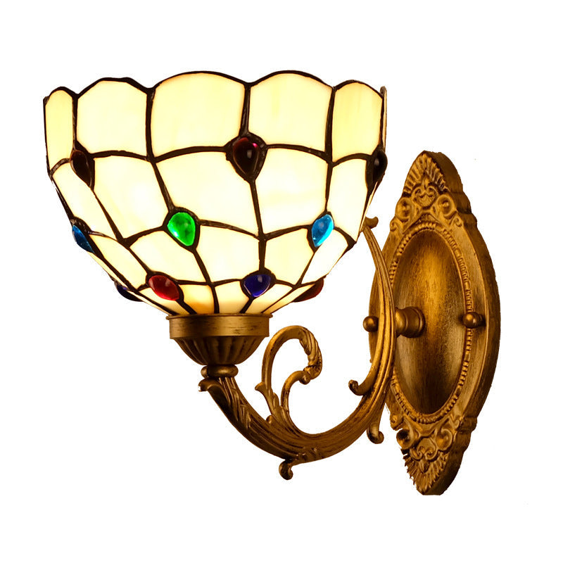 Gemstone Stained Glass Bowl Wall Lamp