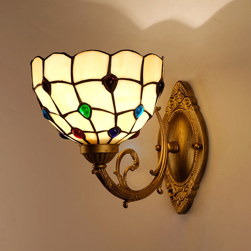 Gemstone Stained Glass Bowl Wall Lamp