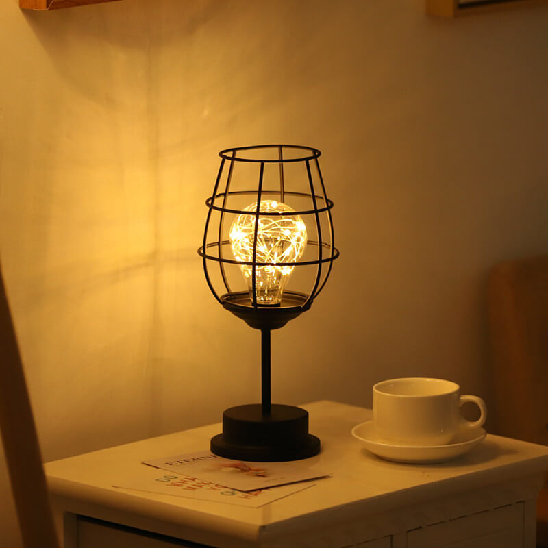 Wrought Iron Wine Bottle Table Lamp