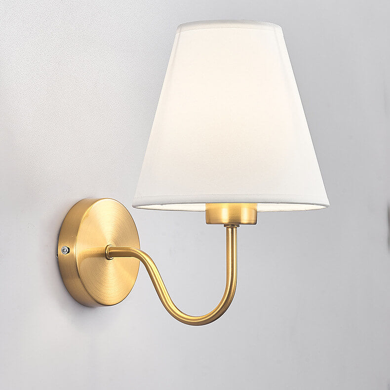 Cone Fabric Curved Arm Wall Lamp
