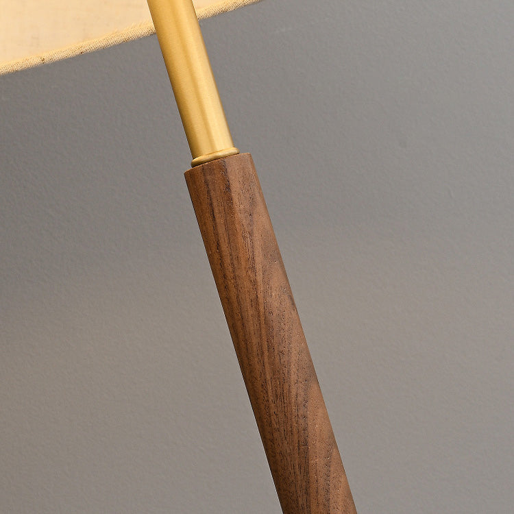 Brass Fabric Cylinder Bedside Table Lamp