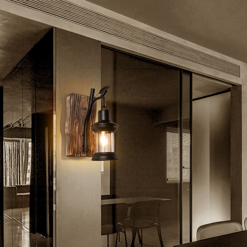 Wood Iron Wall Lamp