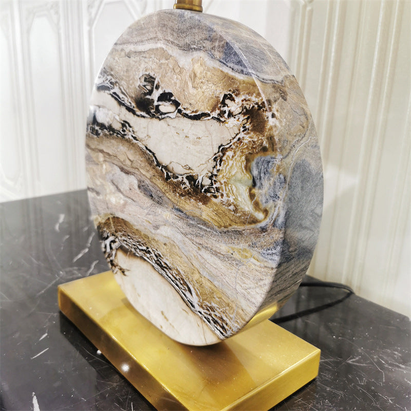 Round Rectangular Marble Fabric Table Lamp