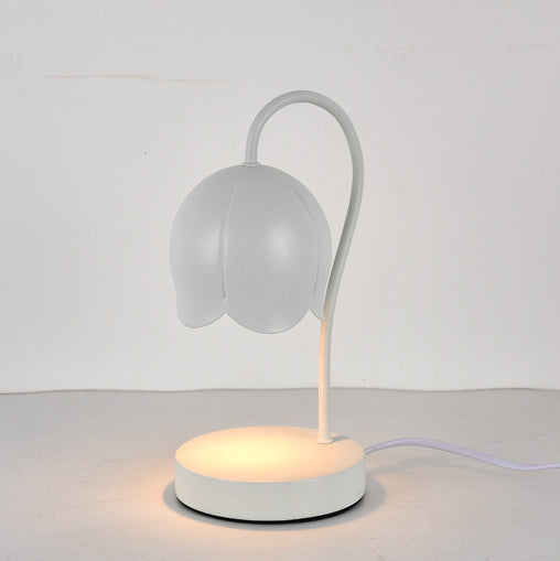 Iron Glass Wood Flower Table Lamp