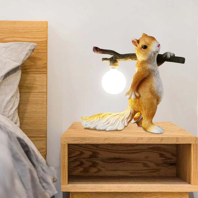 Squirrel Resin Glass Bedroom Table Lamp