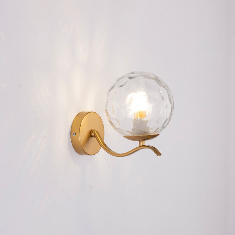 Iron Bracket Spherical Glass Wall Lamp