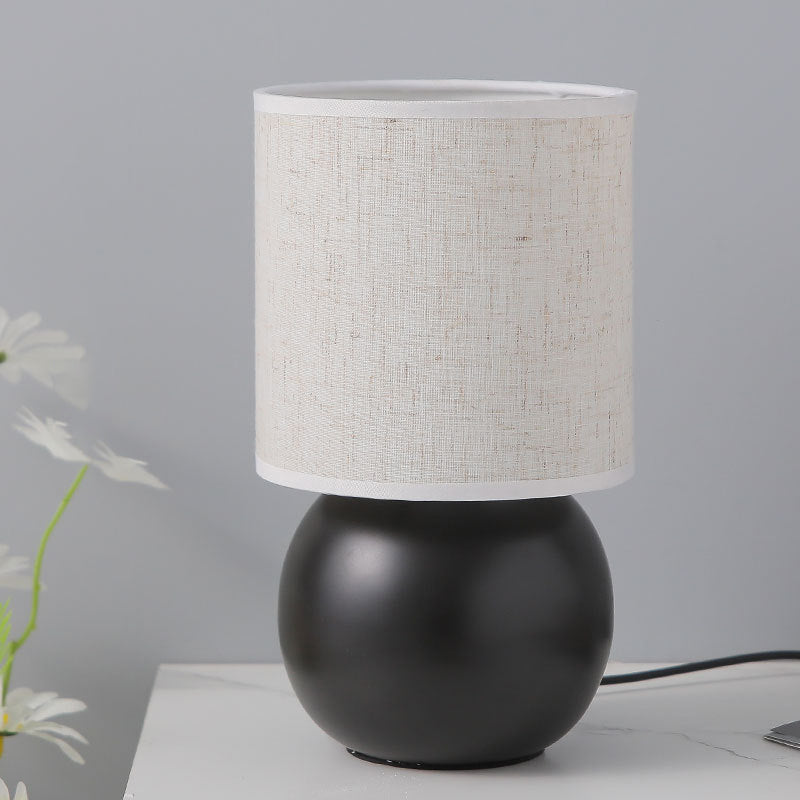 Round Orb Ceramic Fabric Table Lamp