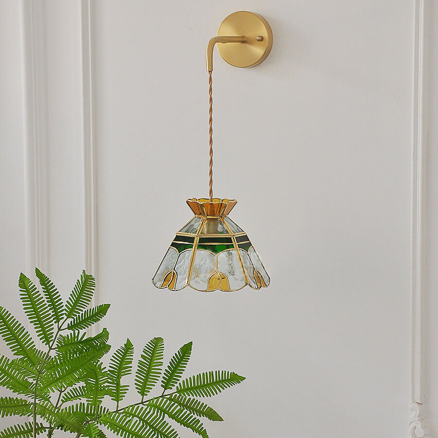 Stained Handmade Glass Tulip Wall Lamp