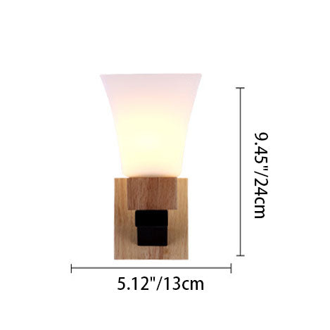 Quadrangular Solid Wood Iron Wall Lamp