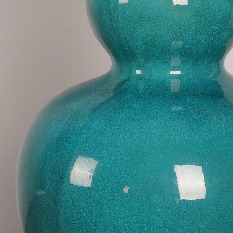 Fabric Green Gourd Ceramic Table Lamp