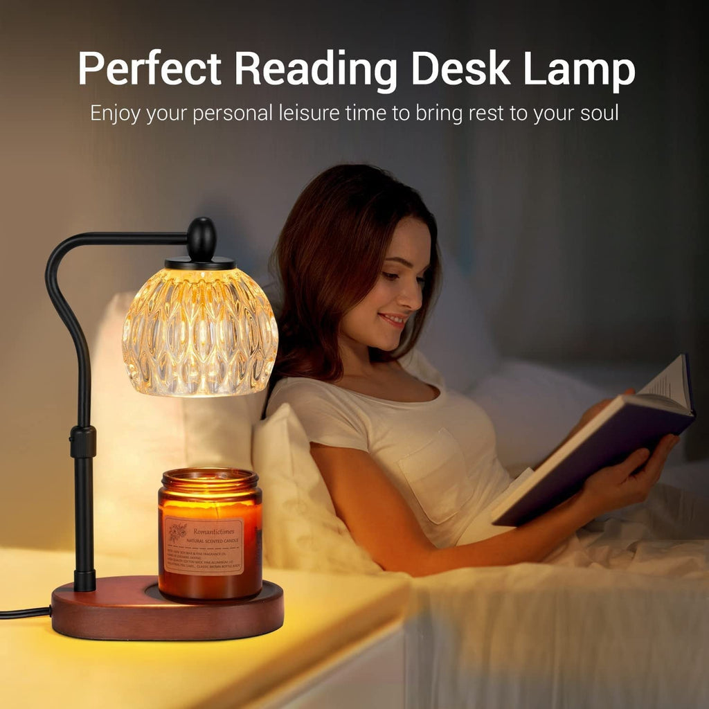 Round Glass Wood Aroma Table Lamp