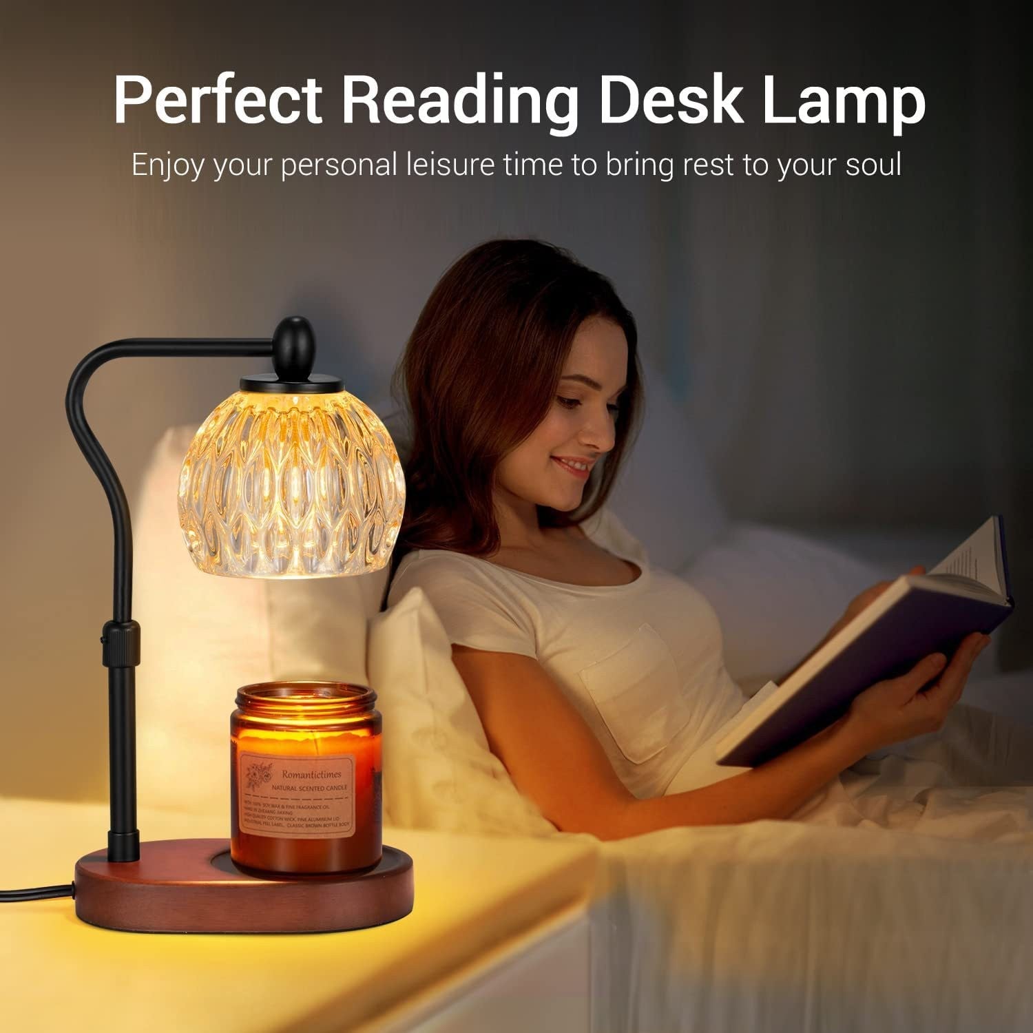 Round Glass Wood Aroma Table Lamp