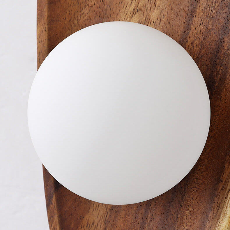 Zen Walnut Glass Ball Wall Lamp
