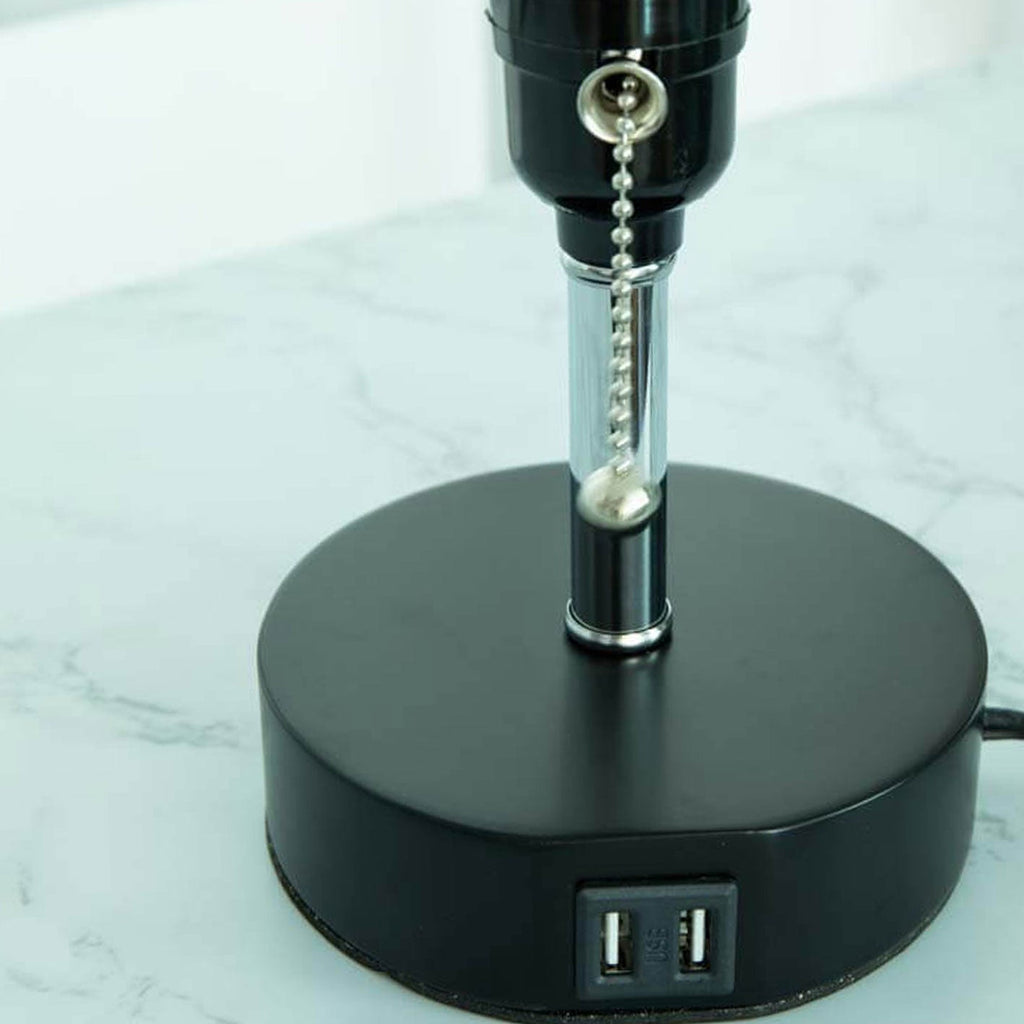 Column Hollow Iron Fabric Table Lamp