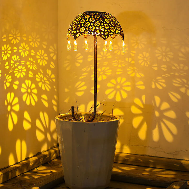 Iron Colorful Umbrella Hollow Outdoor Light