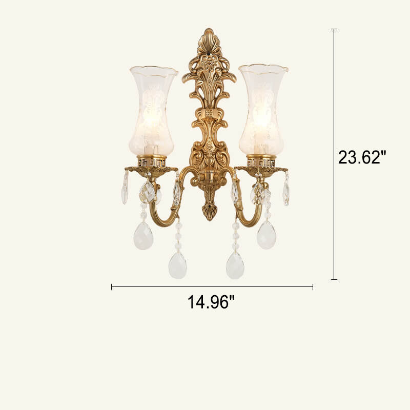Crystal Candelabra Brass 1/2 Wall Lamp