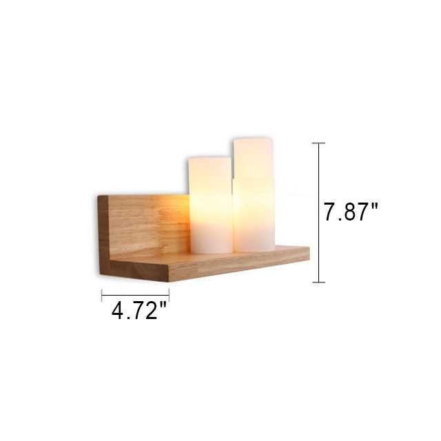 Cylindrical Wooden Glass Wall Lamp