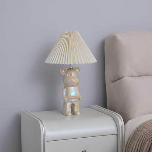 Bear Ceramic Fabric Bedroom Table Lamp