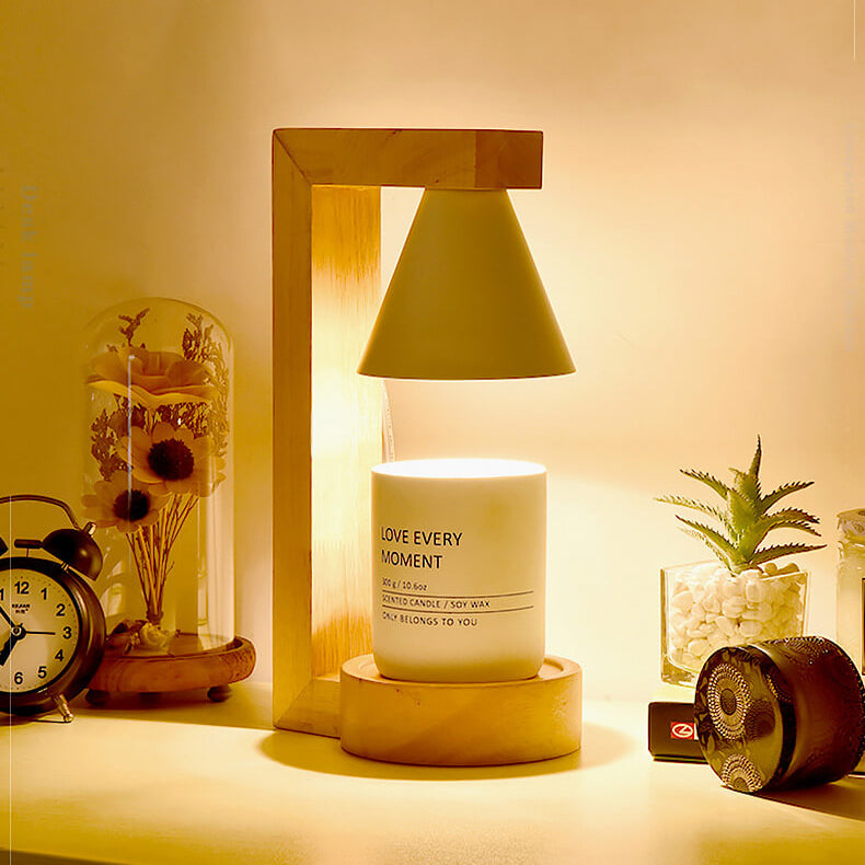 Cone Wood Metal Aroma Table Lamp