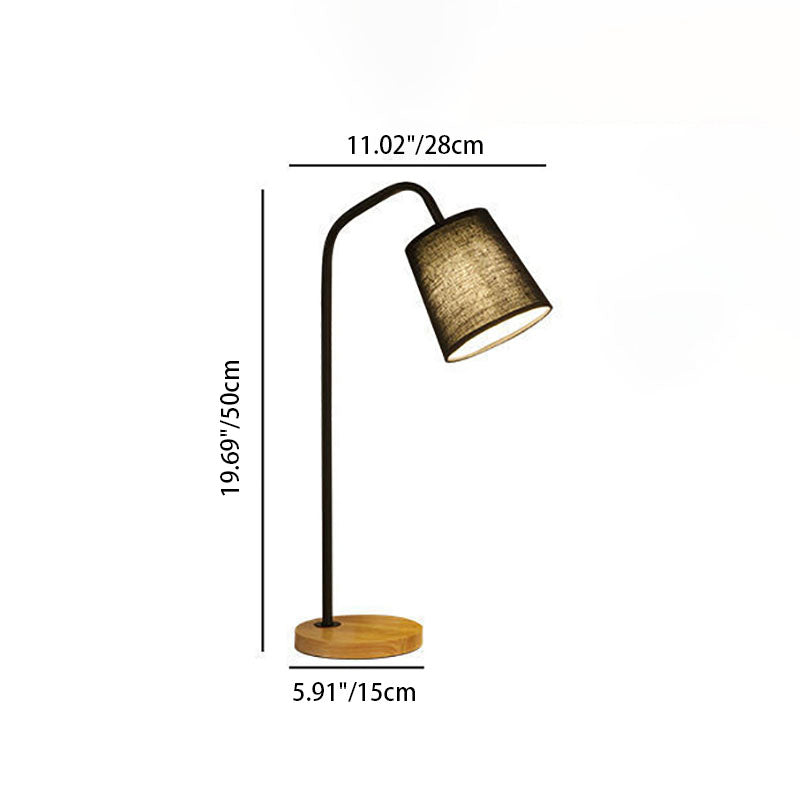 Cylinder Fabric Wooden Study Table Lamp