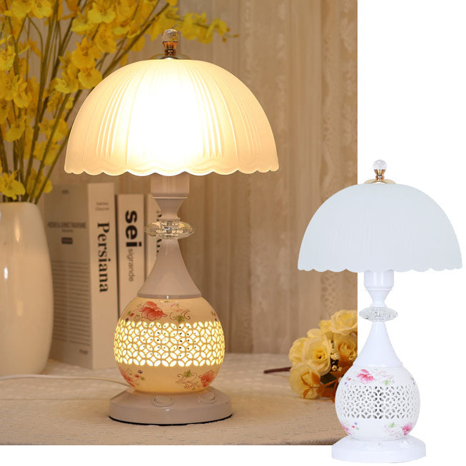 Flower Umbrella Glass Ceramic Table Lamp