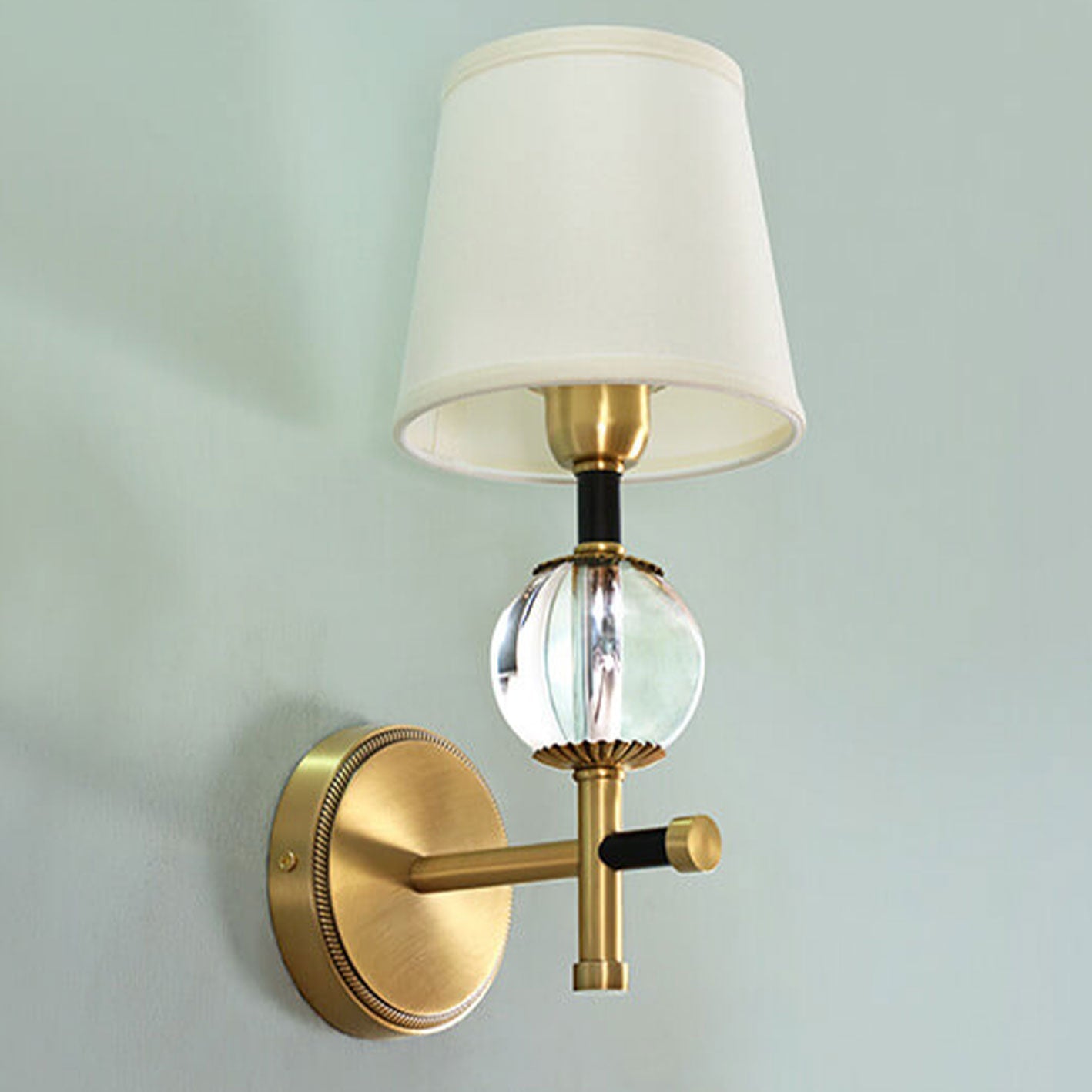 American Brass Fabric 1/2 Wall Lamp