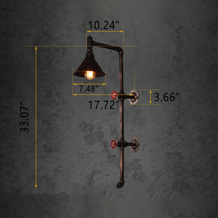 Iron Water Pipe Faucet Wall Lamp